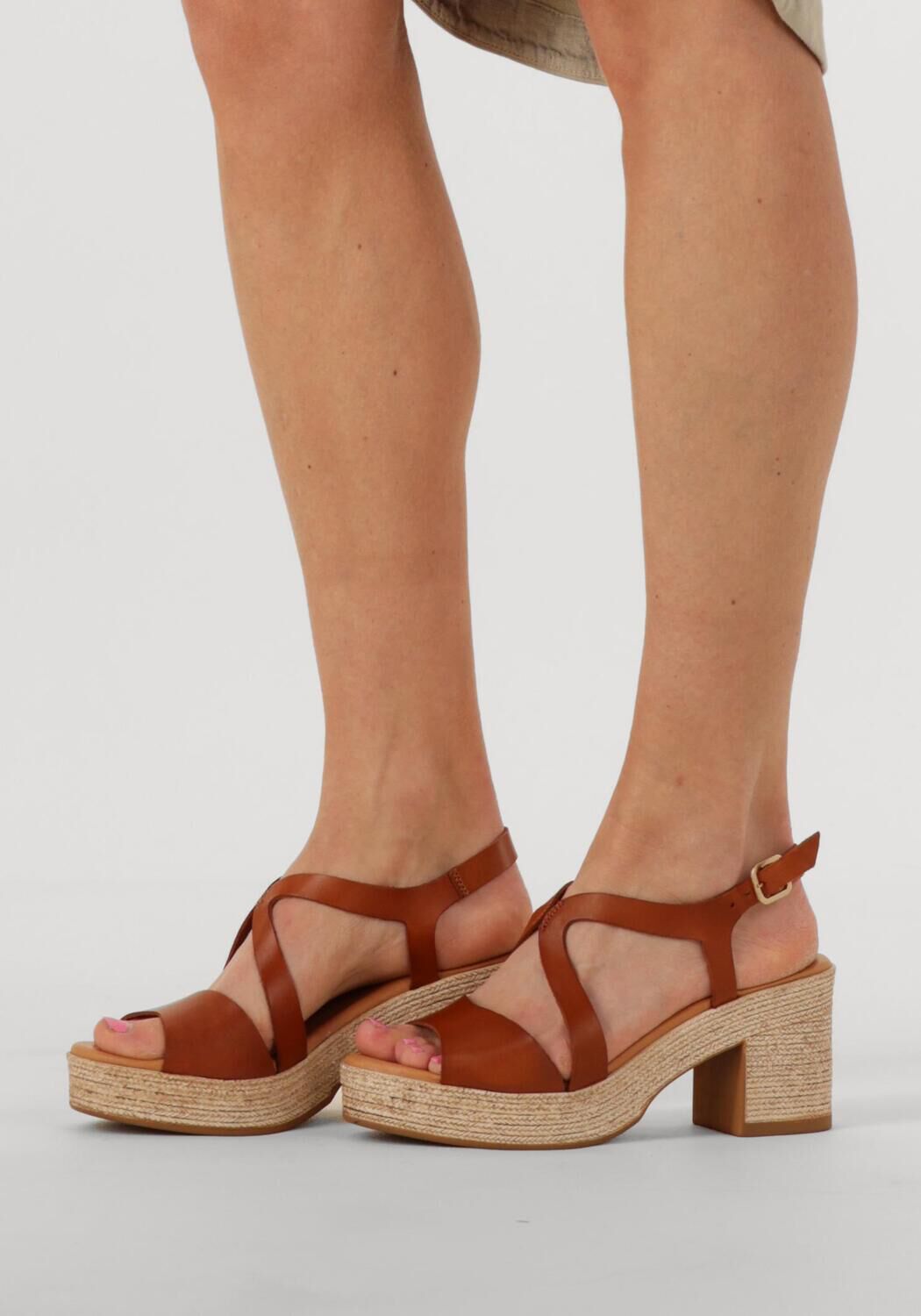 Cognacfarbene STEFANO LAURAN Sandaletten mit Absatz 2505 - large