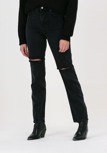 Schwarze NA-KD Straight leg jeans DESTROYED STRAIGHT DENIM - large