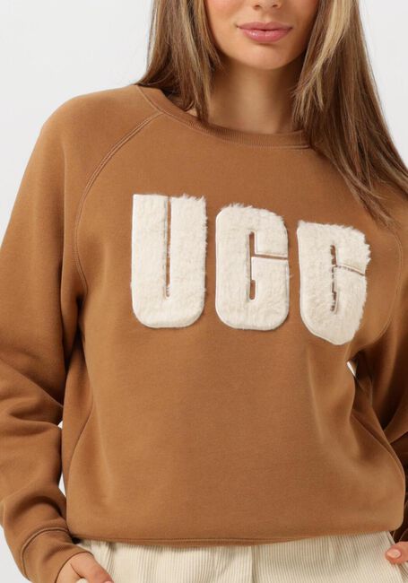 Camelfarbene UGG Sweatshirt MADELINE FUZZY LOGO CREWNECK - large