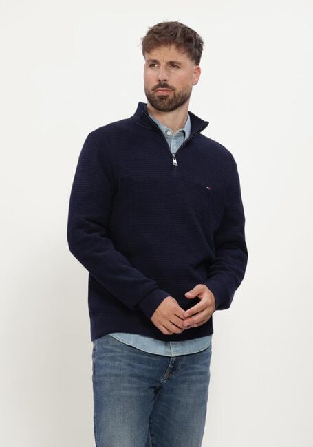 Dunkelblau TOMMY HILFIGER Pullover PIMA CTN CASH STRUCTURE ZIP MOCK - large