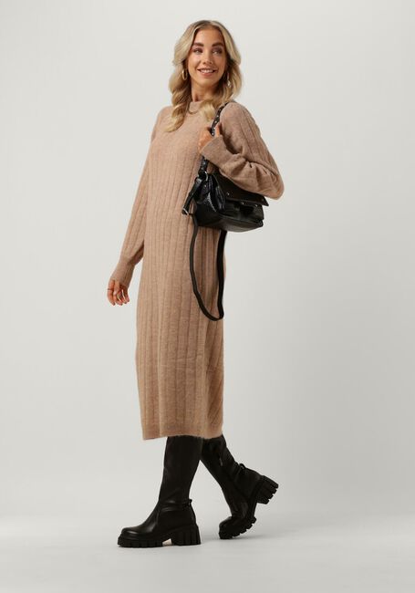 Taupe SELECTED FEMME Midikleid GLOWIE LS KNIT O-NECK DRESS - large