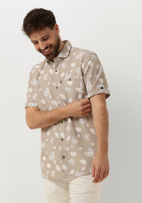 Beige VANGUARD Casual-Oberhemd SHORT SLEEVE SHIRT PRINTED TENCEL COTTON LINEN - large