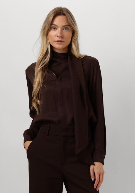 Braune VANILIA Blusen BOW SATIN BLOUSE - large