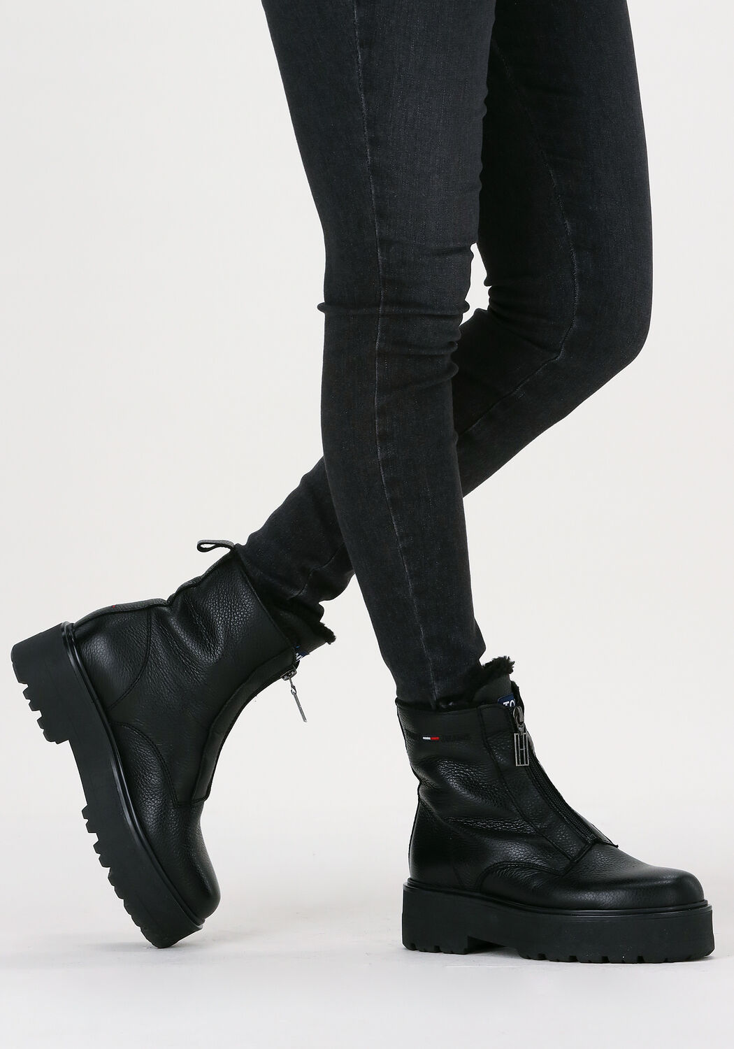 Schwarze TOMMY JEANS Ankle Boots WARMLINED ZIPPER BOOT - large