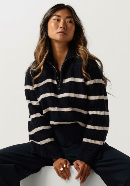 Dunkelblau NEO NOIR Pullover NEVENA STRIPE KNIT BLOUSE - large