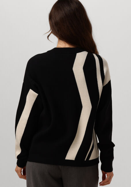 Schwarze OBJECT Pullover OBJRAY LO L/S KNIT PULLOVER AOP - large