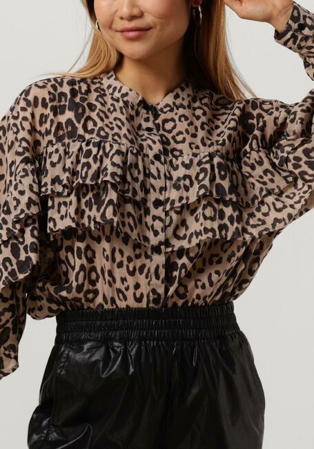 Braune ALIX THE LABEL Blusen LADIES WOVEN ANIMAL RUFFLE BLOUSE - large