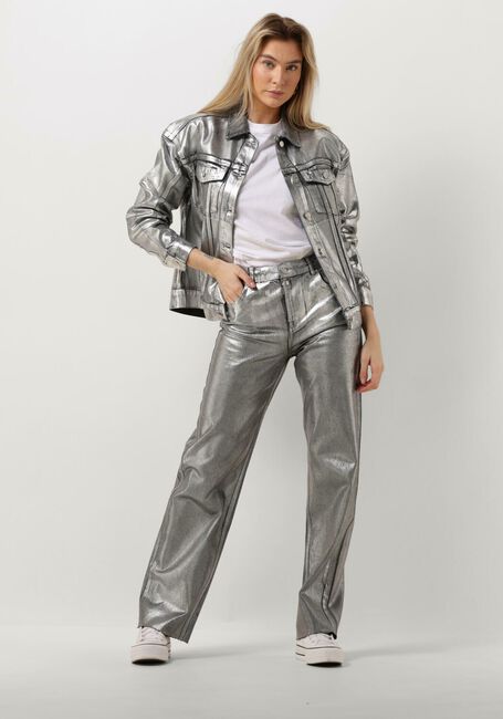 Silberne ALIX THE LABEL Jack LADIES WOVEN SILVER DENIM JACKET - large