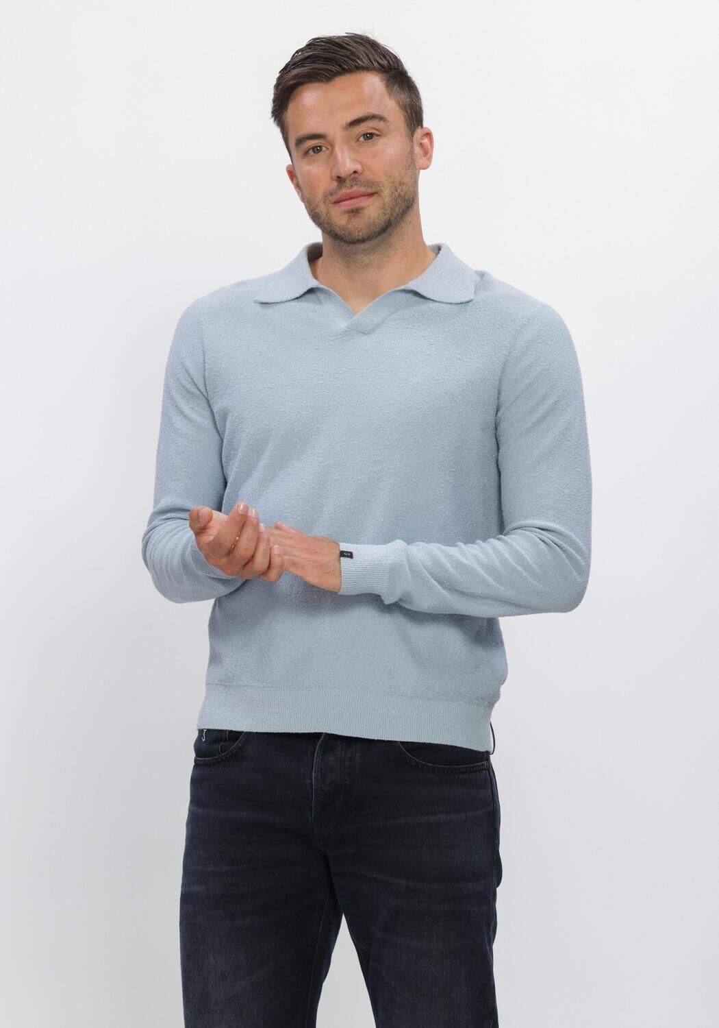 Hellblau BUTCHER OF BLUE Polo-Shirt Boucle Knit Polo LS - large