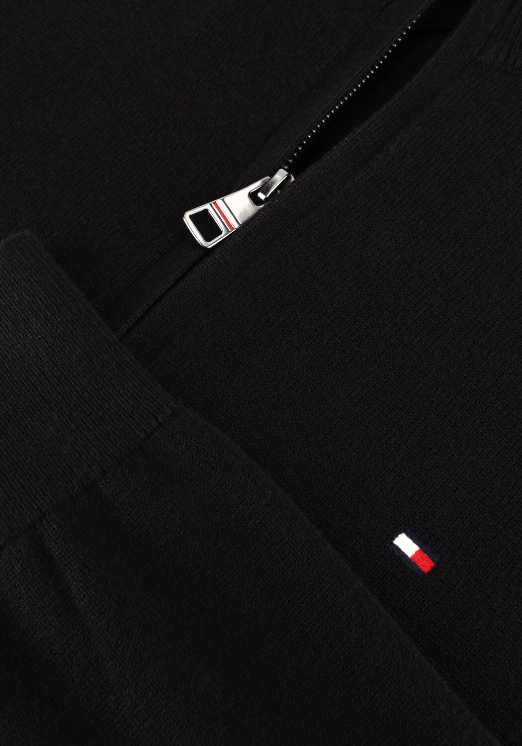 Schwarze TOMMY HILFIGER Pullover PIMA ORG CTN CASHMERE ZIP MOCK - large