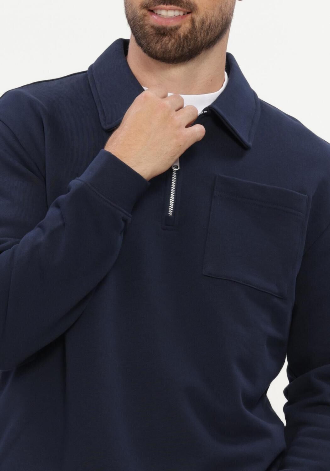 Dunkelblau SELECTED MEN Pullover SLMSCOTT LS HALF ZIP SWEAT - large