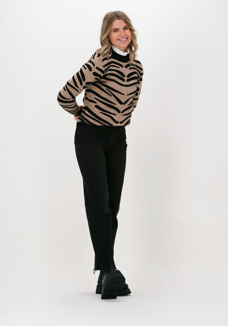 Camelfarbene OBJECT Pullover THESS L/S JACQUARD KNIT PULLOVER - large