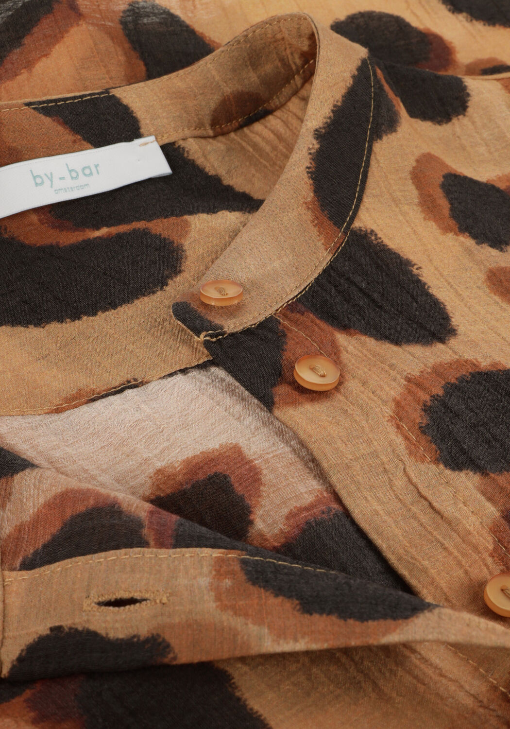 Camelfarbene BY-BAR Blusen RIKKI LS CHEETA BLOUSE - large