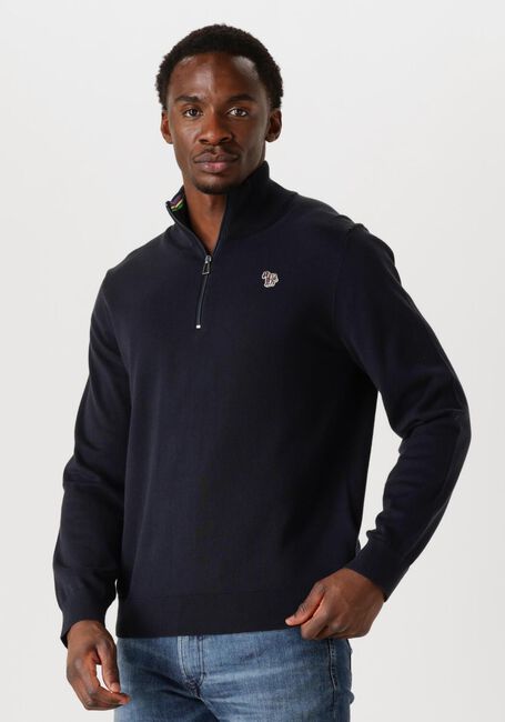 Blaue PS PAUL SMITH Pullover MENS SWEATER ZIP NECK ZEB BAD - large