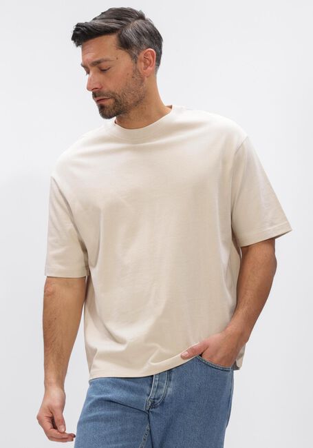 Beige SELECTED MEN T-shirt SLHRELAXASPEN 2-PLY SS O-NECK NOOS - large