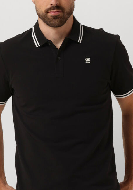 Schwarze G-STAR RAW Polo-Shirt DUNDA SLIM STRIPE POLO S/S - large