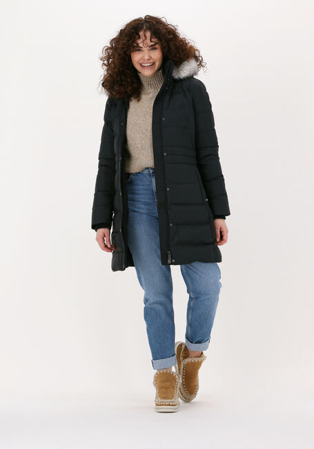 Schwarze TOMMY HILFIGER Wattierte Jack TH ESS TYRA DOWN COAT WITH FUR - large