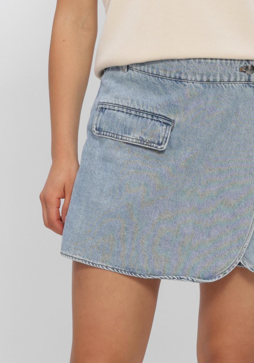Hellblau CO'COUTURE Kurze Hosen ASJACC WRAP DENIM SKORT - large