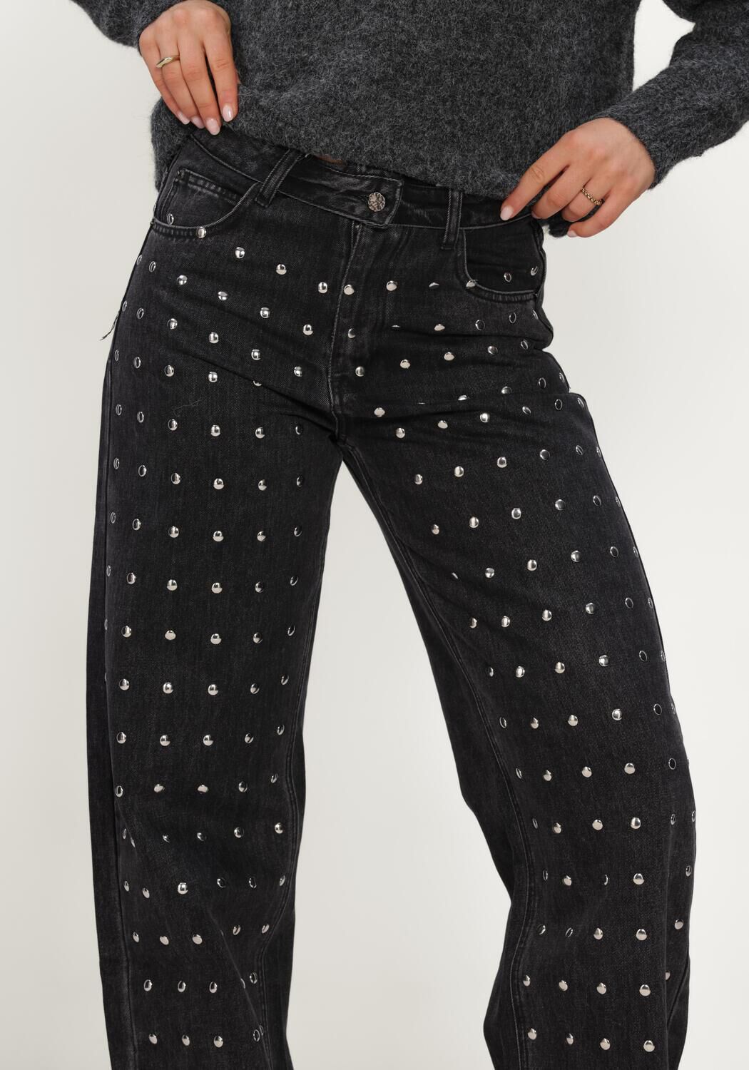 Schwarze HAUTE L'AMITI&Eacute; Straight leg jeans FLIP WAIST RIVET TALL JEANS - large