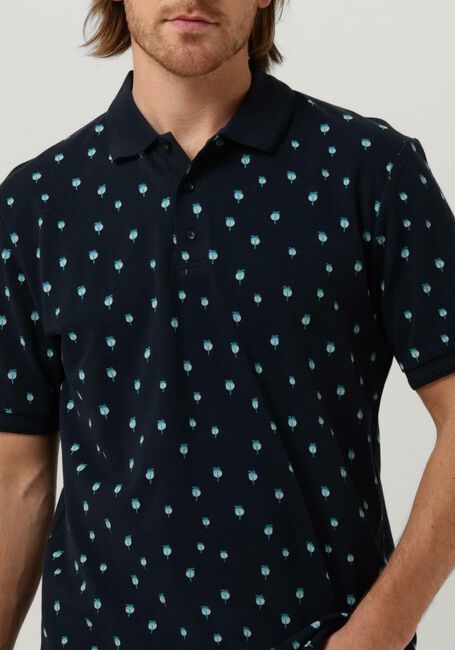 Dunkelblau SCOTCH & SODA Polo-Shirt MINI PALM PRINT POLO - large