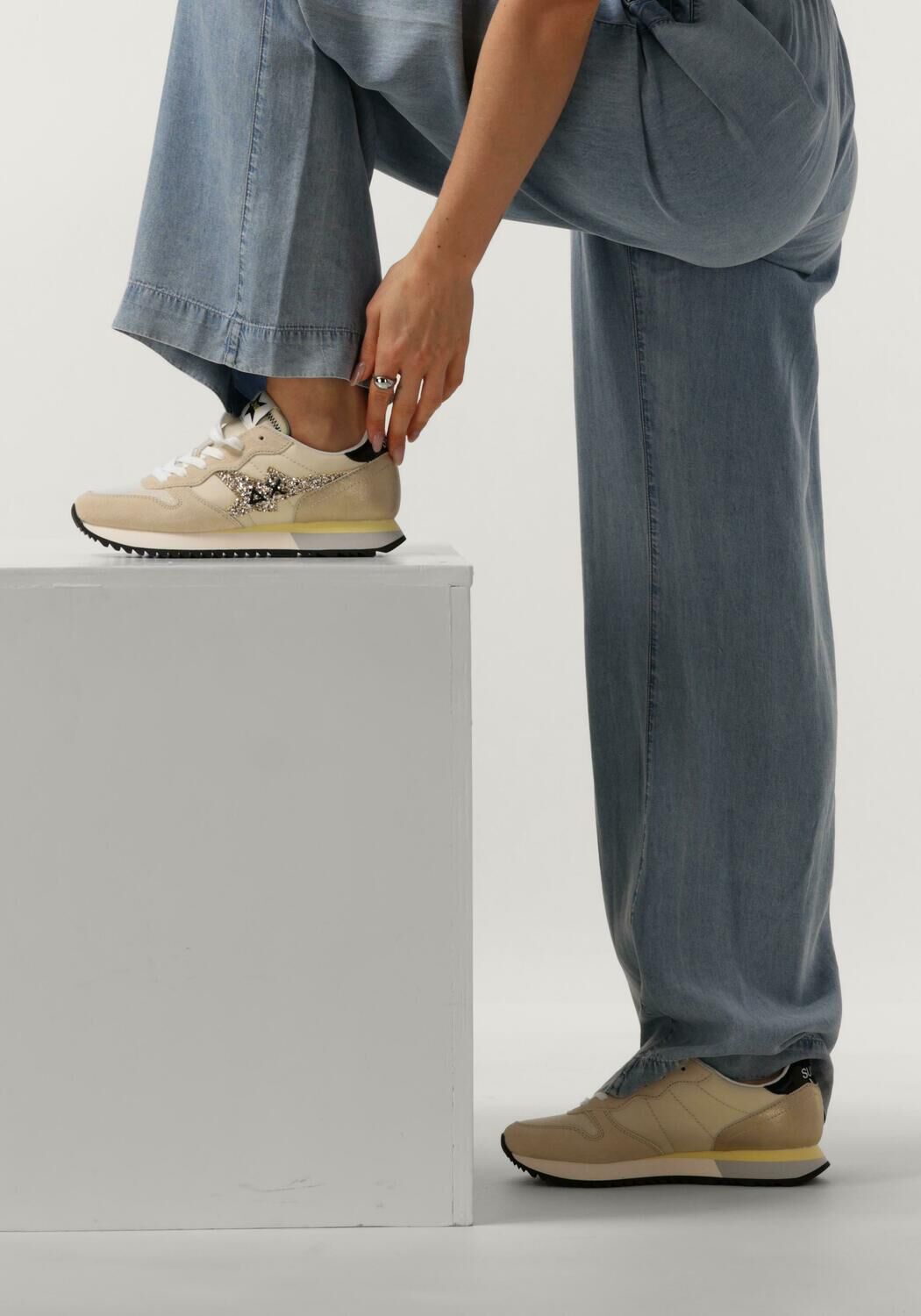 Beige SUN68 Sneaker Low STARGIRL GLITTER LOGO - large