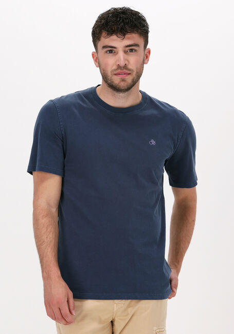 Dunkelblau SCOTCH & SODA T-shirt GARMENT-DYED CREWNECK TEE WITH EMBROIDERY LOGO - large