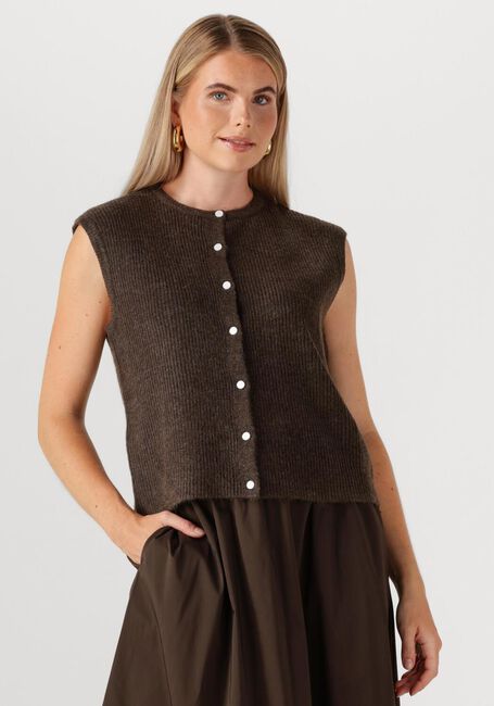 Braune NEO NOIR Strickjacke EVEREST KNIT VEST - large