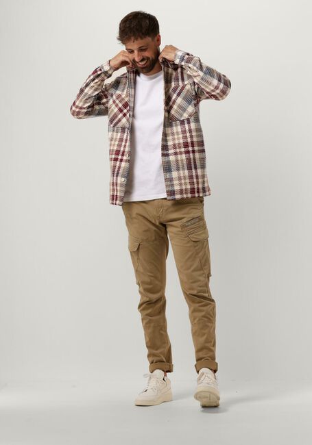 Beige CAST IRON Overshirt LONG SLEEVE HEAVY CHECK REGULAR FIT - large