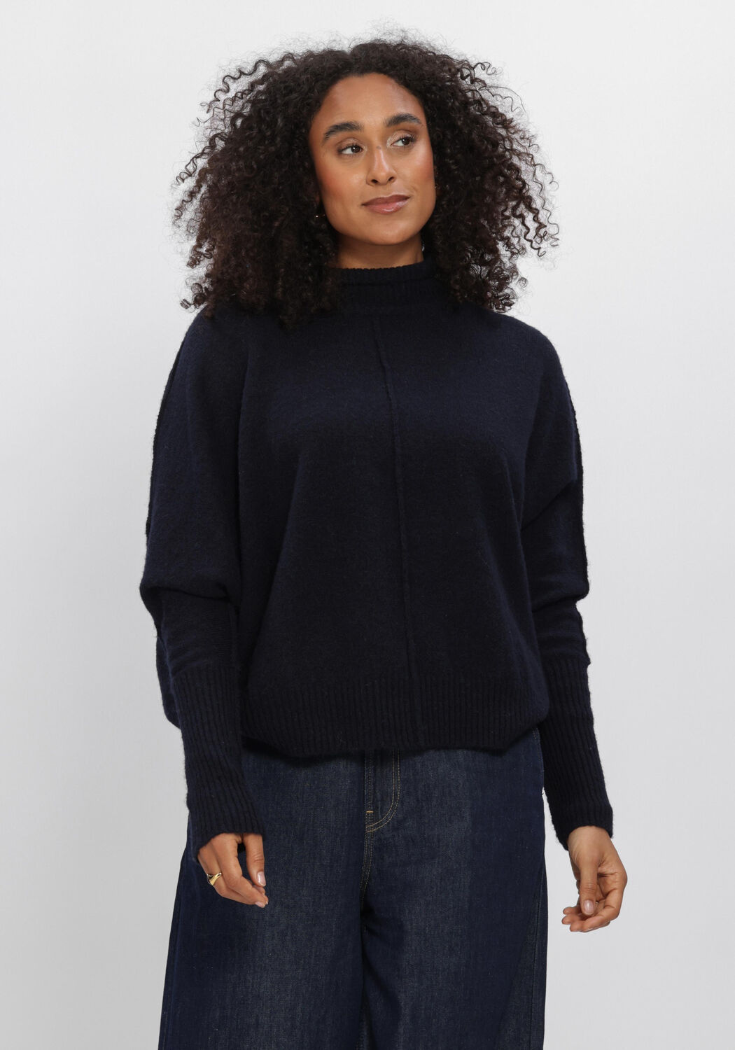 Dunkelblau SUMMUM Pullover BATWING SWEATER SOFT MELANGE KNIT - large
