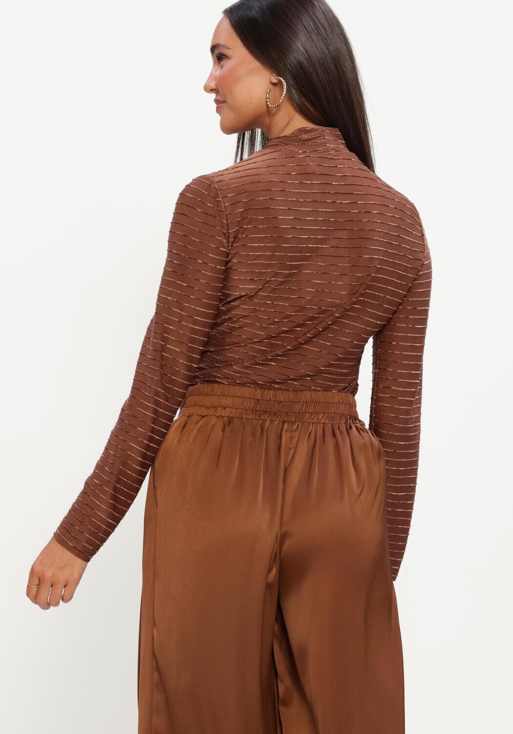 Braune NUKUS Top GRACIE TOP STRIPE - large