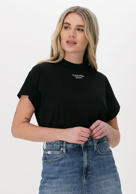 Schwarze CALVIN KLEIN T-shirt STACKED LOGO LOOSE TEE - large