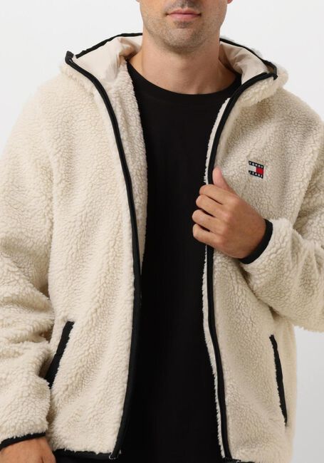 Beige TOMMY JEANS Strickjacke TJM REG BADGE TEDDY - large