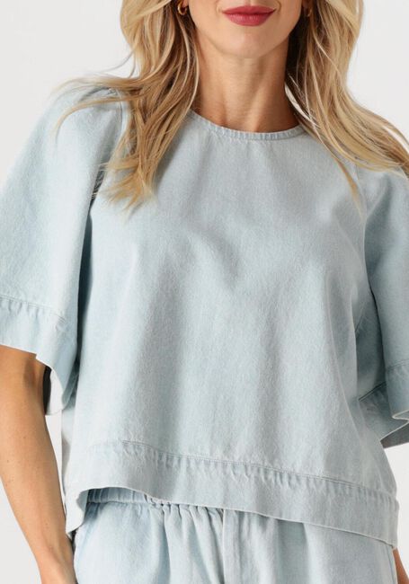 Blaue BY-BAR Blusen OLIVIA BLEECHED DENIM BLOUSE - large
