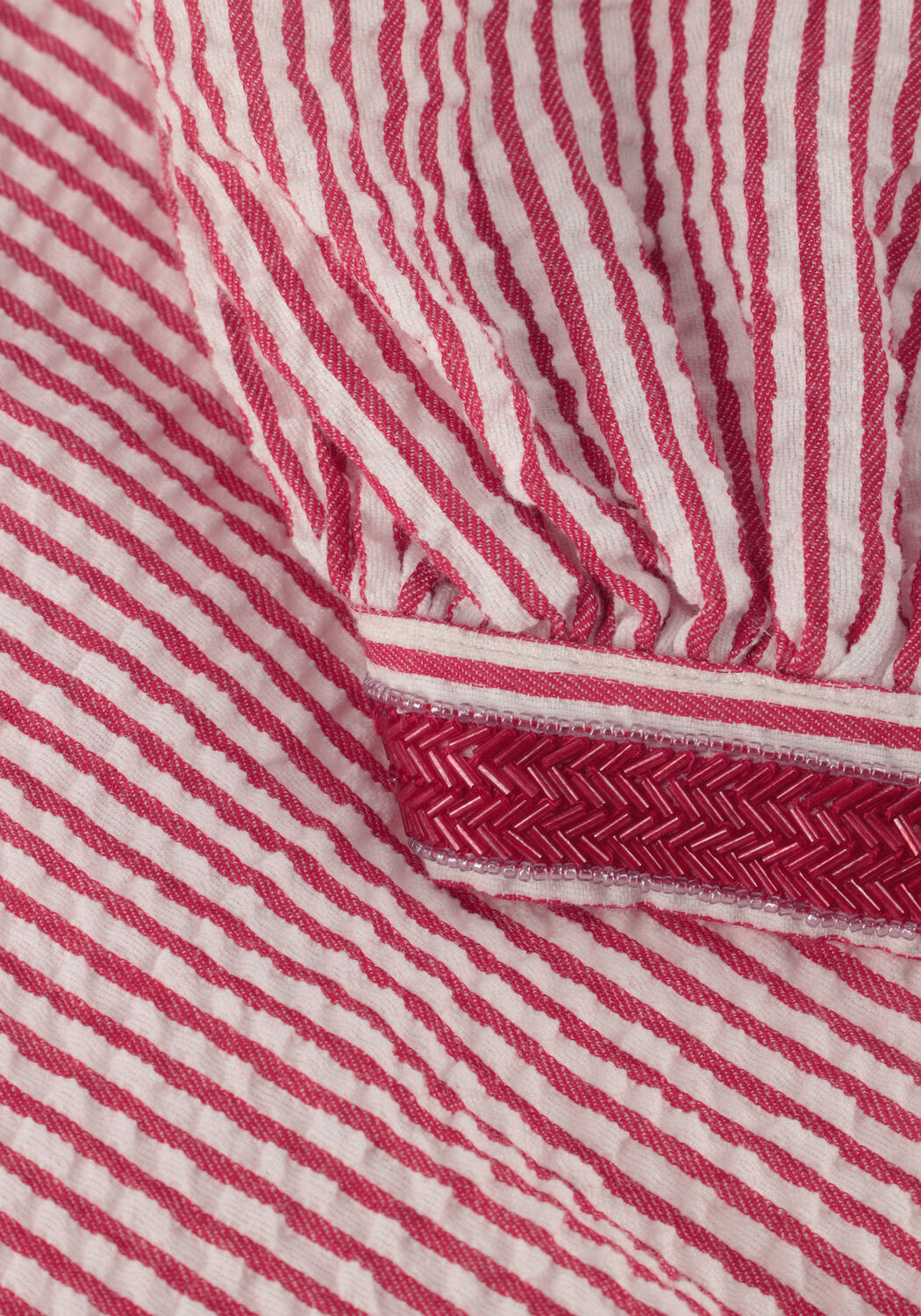 Rote POM AMSTERDAM Minikleid DRESS SEERSUCKER RED WHITE - large