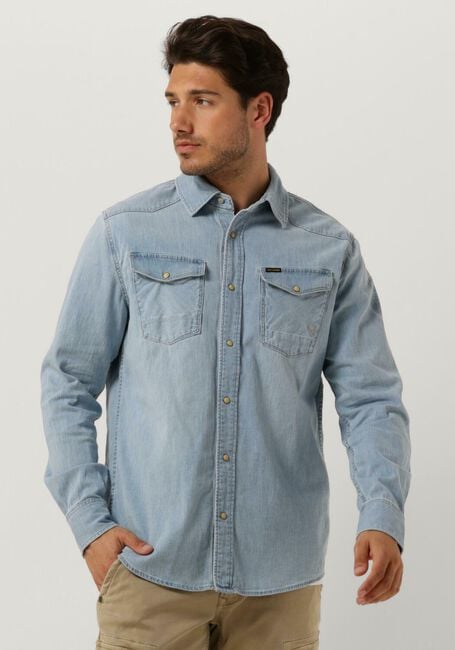 Blaue PME LEGEND Casual-Oberhemd LONG SLEEVE SHIRT REAL LIGHT BLUE - large
