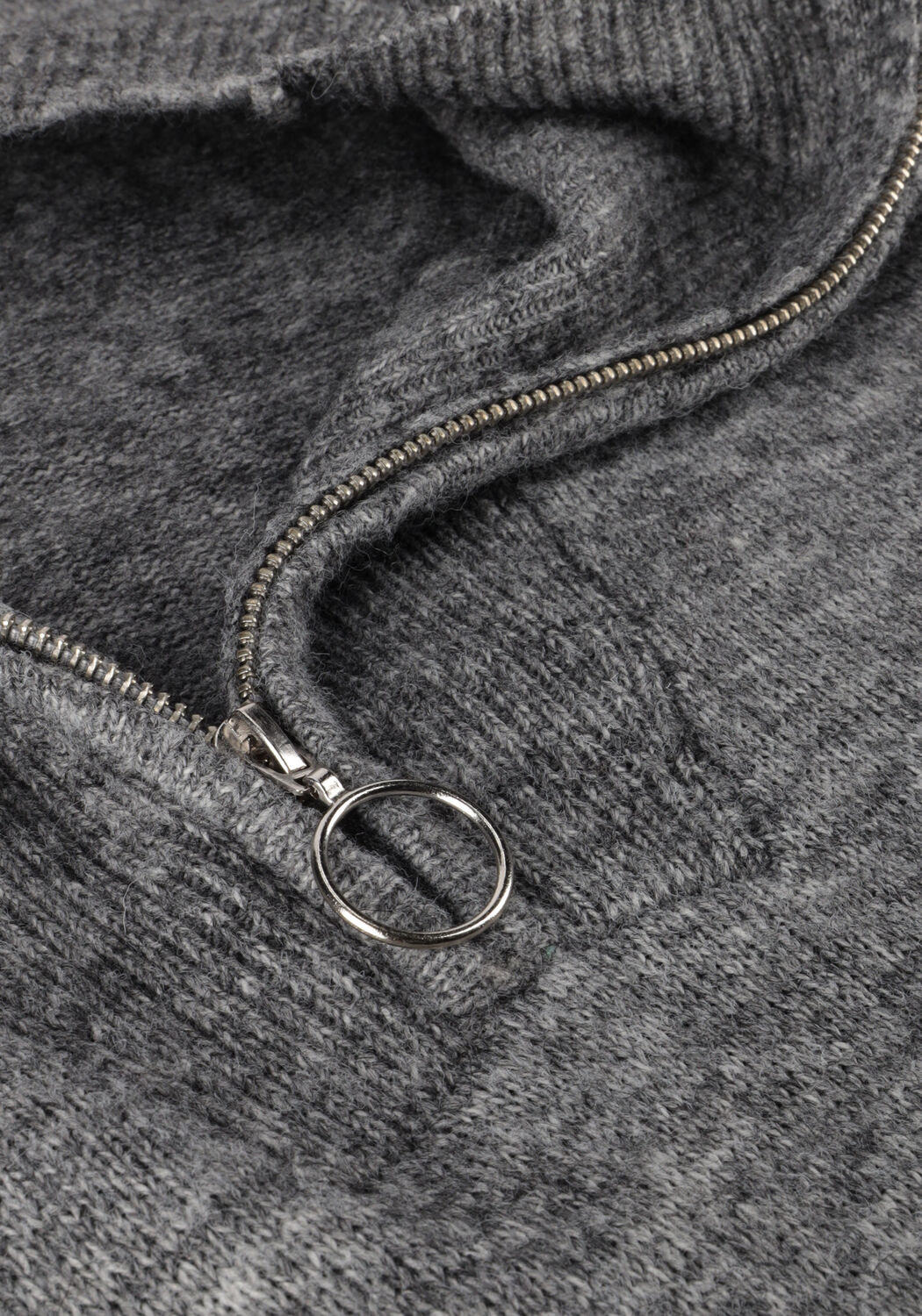 Dunkelgrau OBJECT Midikleid OBJMINNA L/S ZIP KNIT DRESS NOOS - large