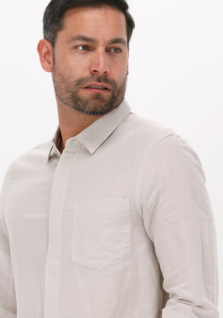 Beige CALVIN KLEIN Casual-Oberhemd COTTON LINEN CHEST POCKET SHIRT - large