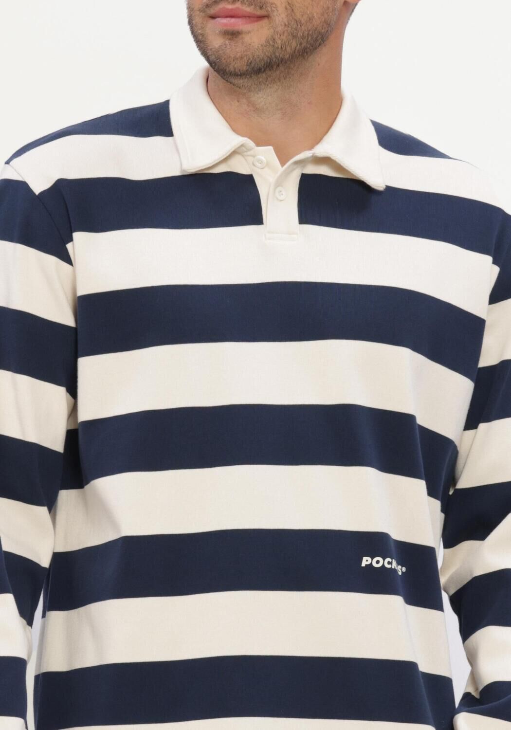 Dunkelblau POCKIES Polo-Shirt STRIPED LS POLO - large