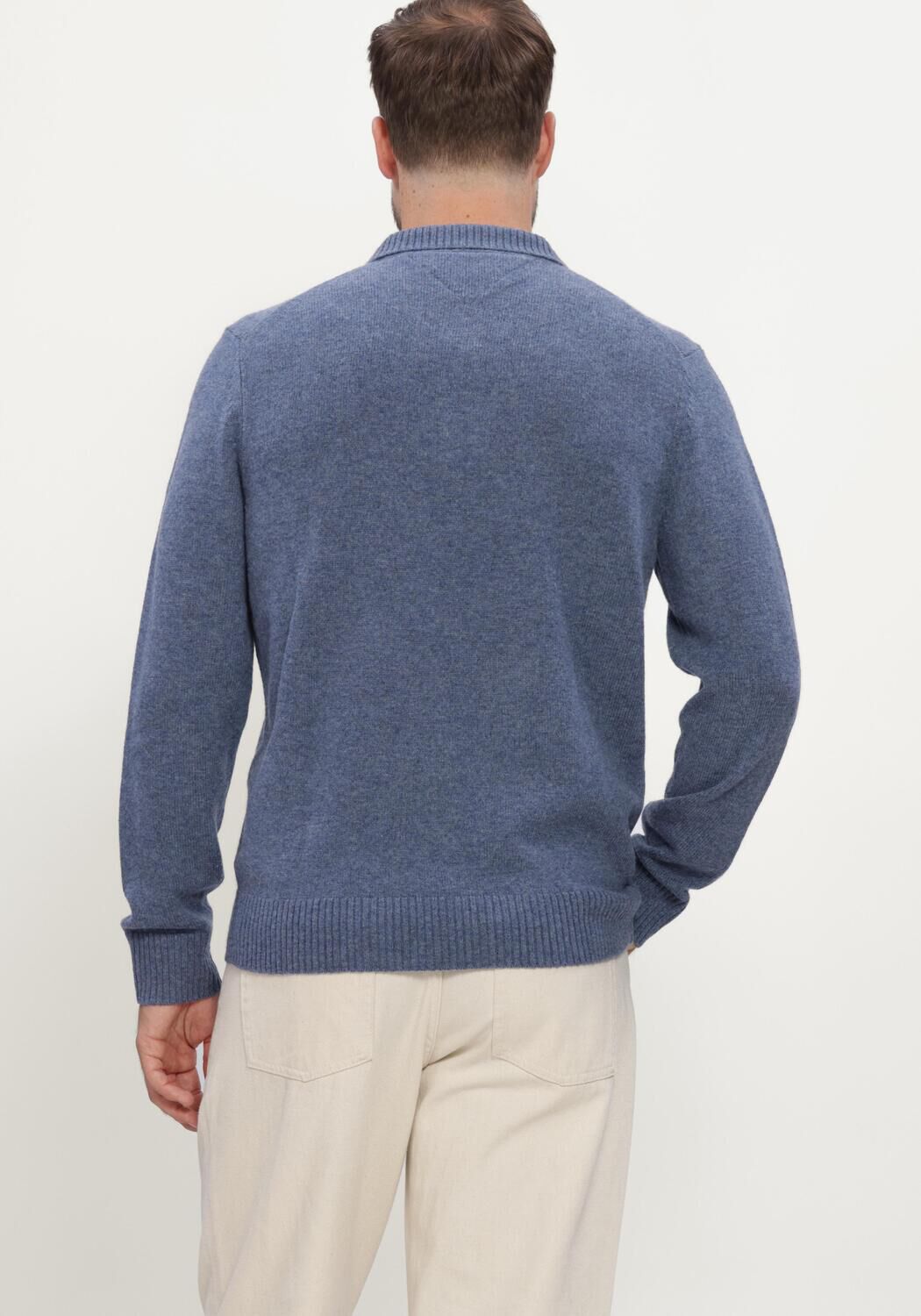 Blaue TOMMY HILFIGER Polo-Shirt LAMBSWOOL LS POLO - large