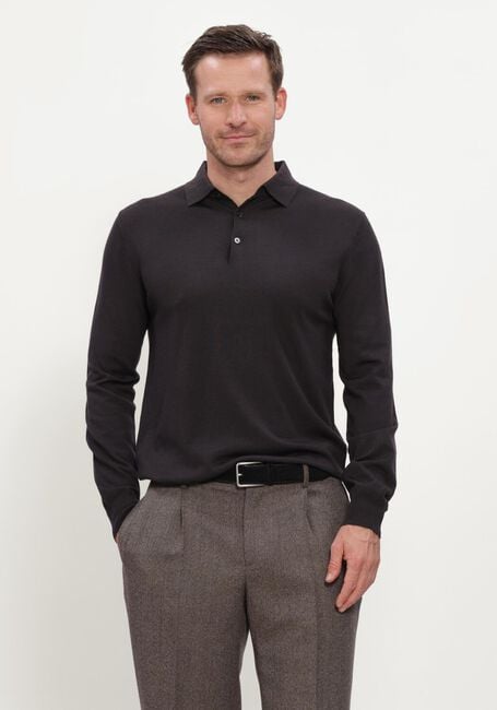 Braune STEFANO LAURAN Pullover POLO BUTTON MERINO - large