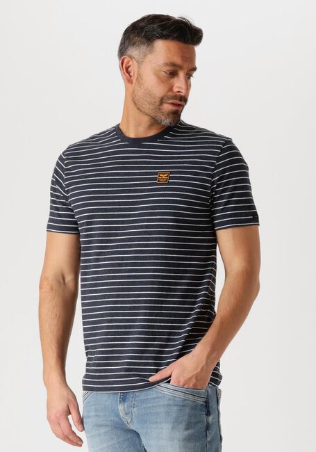 Blaue PME LEGEND T-shirt SHORT SLEEVE R-NECK YD MELANGE STRIPED JERSEY - large