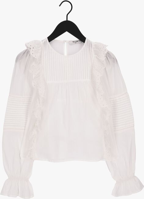 Weiße NA-KD Bluse LONG SLEEVE FRILL COTTON BLOUSE - large