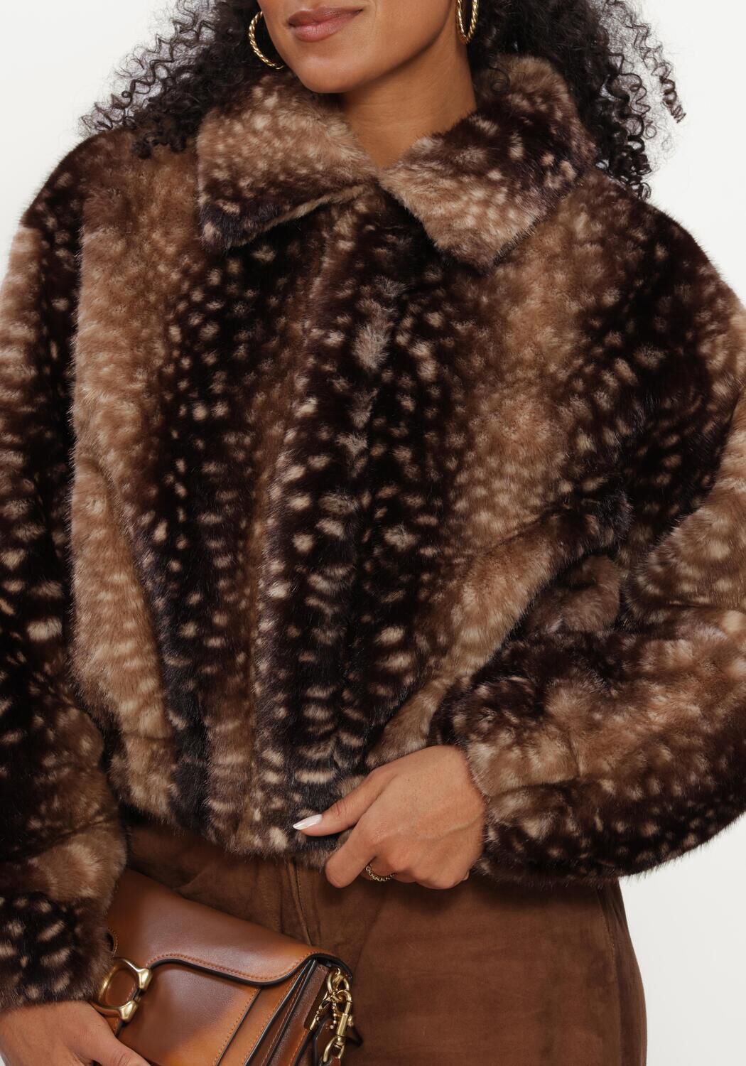 Braune STUDIO AR Fake-Fur-Jack LUCY FAUX FAWN - large