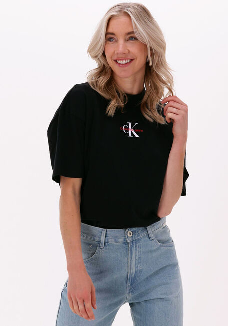 Schwarze CALVIN KLEIN T-shirt MONOGRAM BOYFRIEND FIT TEE - large