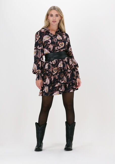 Schwarze COLOURFUL REBEL Minikleid HARLEY PAISLEY MINI SMOCKED SH - large