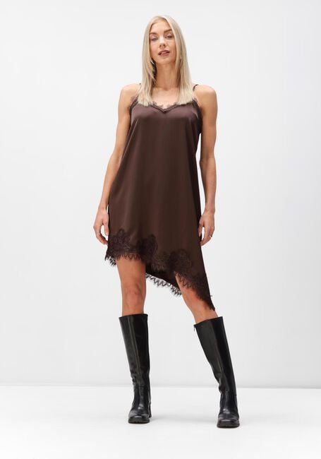 Braune OBJECT Kleider OBJNALINE REG SLIP LACE DRESS - large