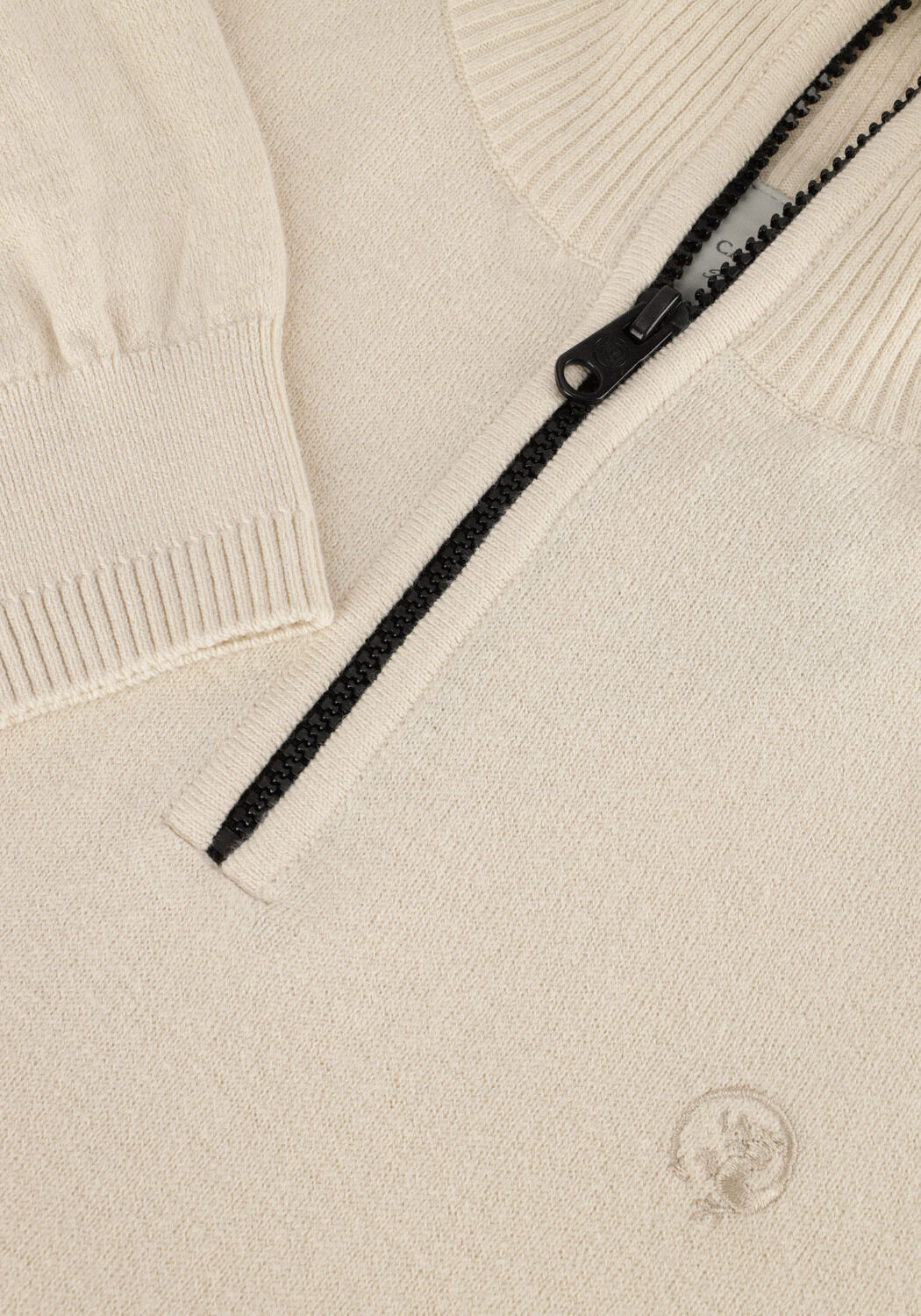 Beige CAST IRON Pullover HALF ZIP COLLAR COTTON STRETCH - large