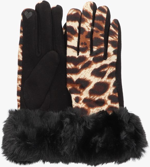 Schwarze YEHWANG Handschuhe LEOPARD & FUR - large