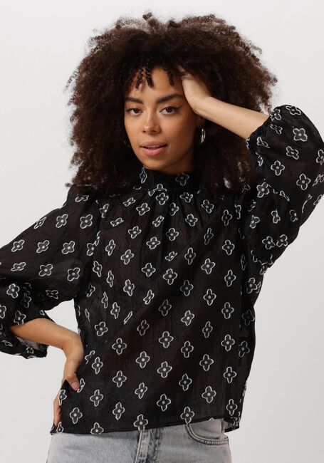 Schwarze MINUS Blusen AGINA ROUND NECK BLOUSE - large
