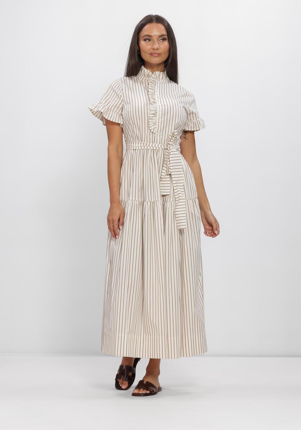 Beige NEO NOIR Kleider NELLIE WIDE STRIPE DRESS - large